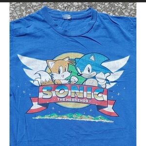 Vintage 1994 Sonic the Hedgehog & Tails T-Shirt Size M Single Stitch Sega Promo